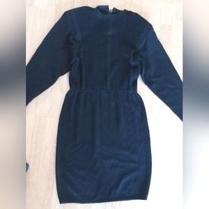 Vintage St John Collection Marie Gray Black Knit Dress back zipper Size 6